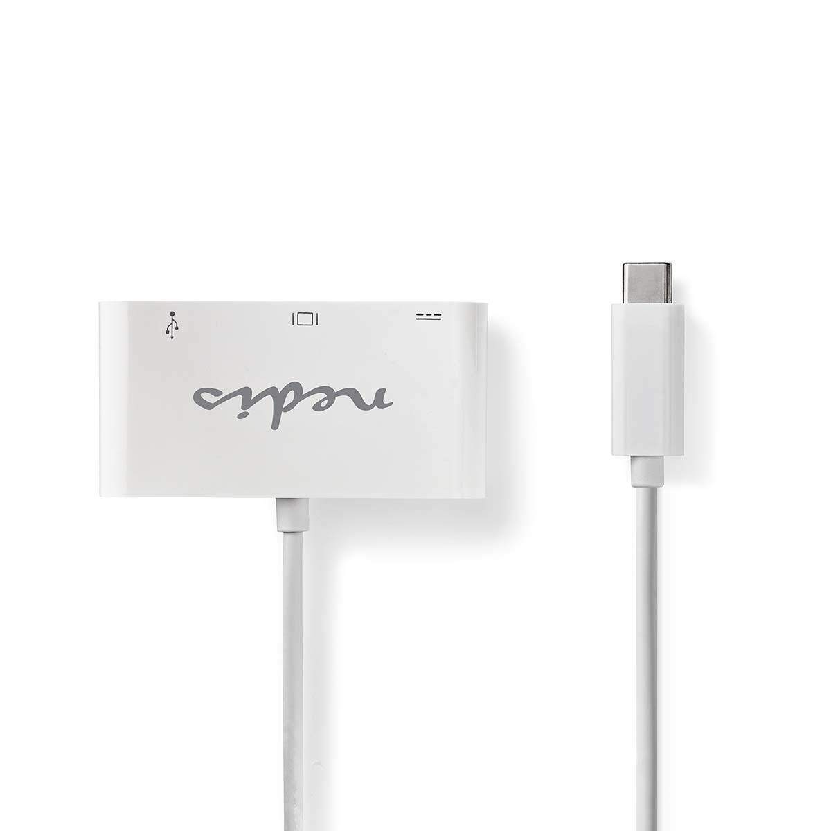 USB-adapter | USB 3.1 | USB Type-C Han | USB Type-C Hun / USB-A Hun / VGA Hun | 5 Gbps | 0.20 m | Runde | Nikkelplateret | PVC | Hvid | Blister