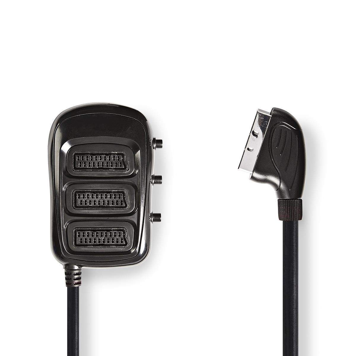 SCART Switchbox SCART Hane 3x SCART Hona Nickelplaterad Maximal upplösning: 1024x576 0.50 m Rund PVC Svart Kuv | Hem & Hobby | Pryloteket