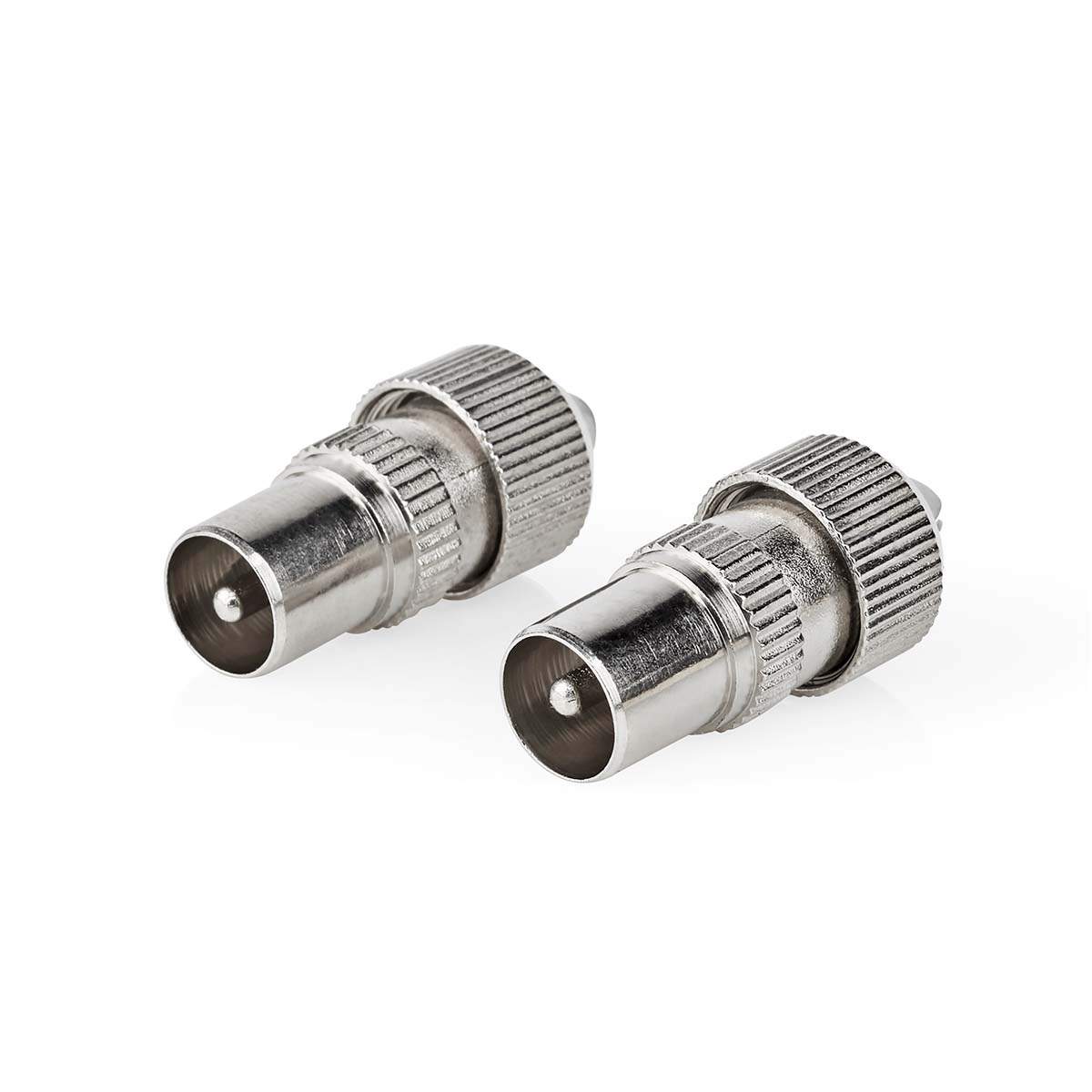 IEC (Coax) Stik | Lige | Han | Nikkelplateret | 75 Ohm | Skru | Kabeldiameter: 7.0 mm | Metal | Sølv | 2 stk. | Plastikpose