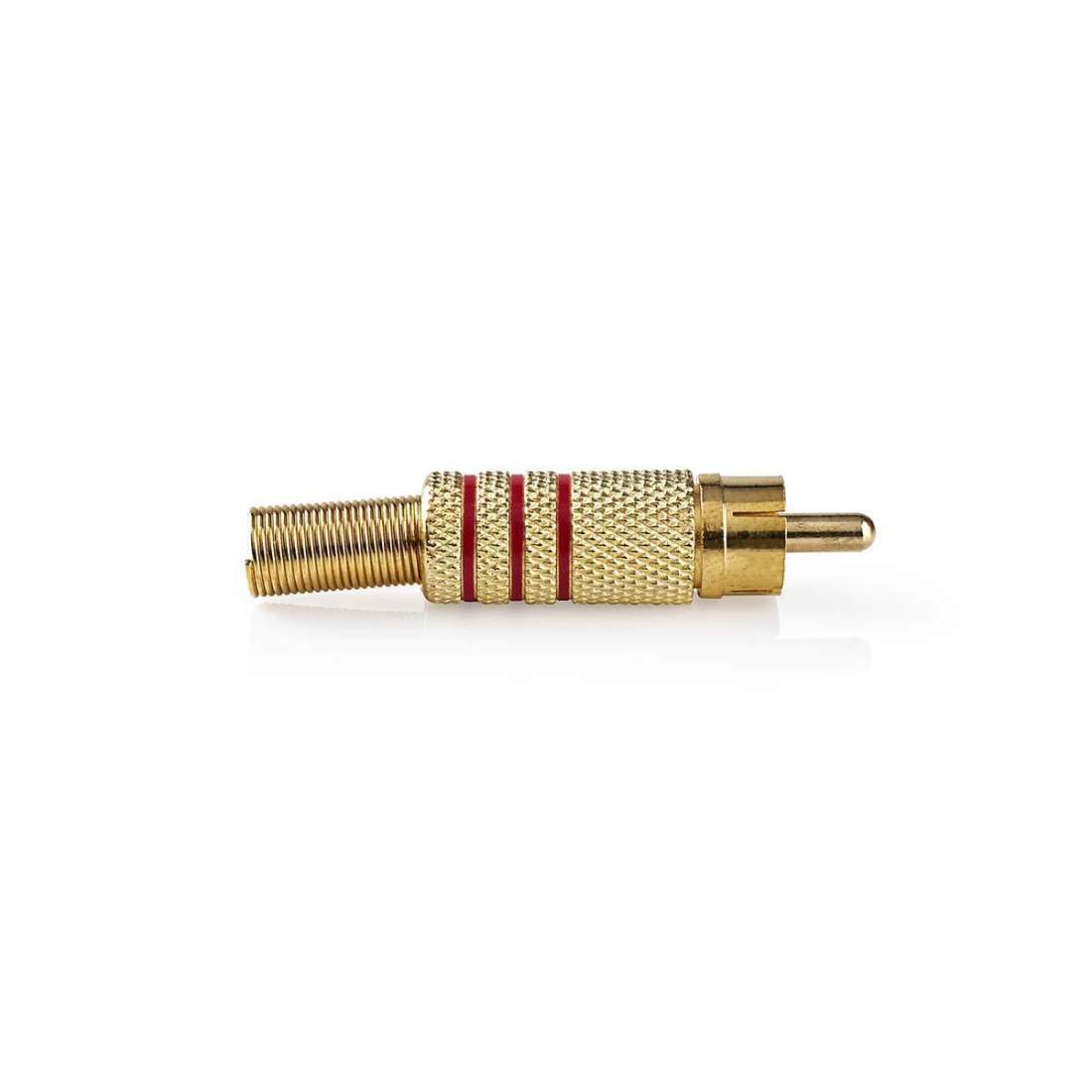 RCA Connector | Rak | Hane | Guldplaterad | Löda | Kabel input diameter: 7.0 mm | Metall | Guld / Röd | 10 st. | Kuvert