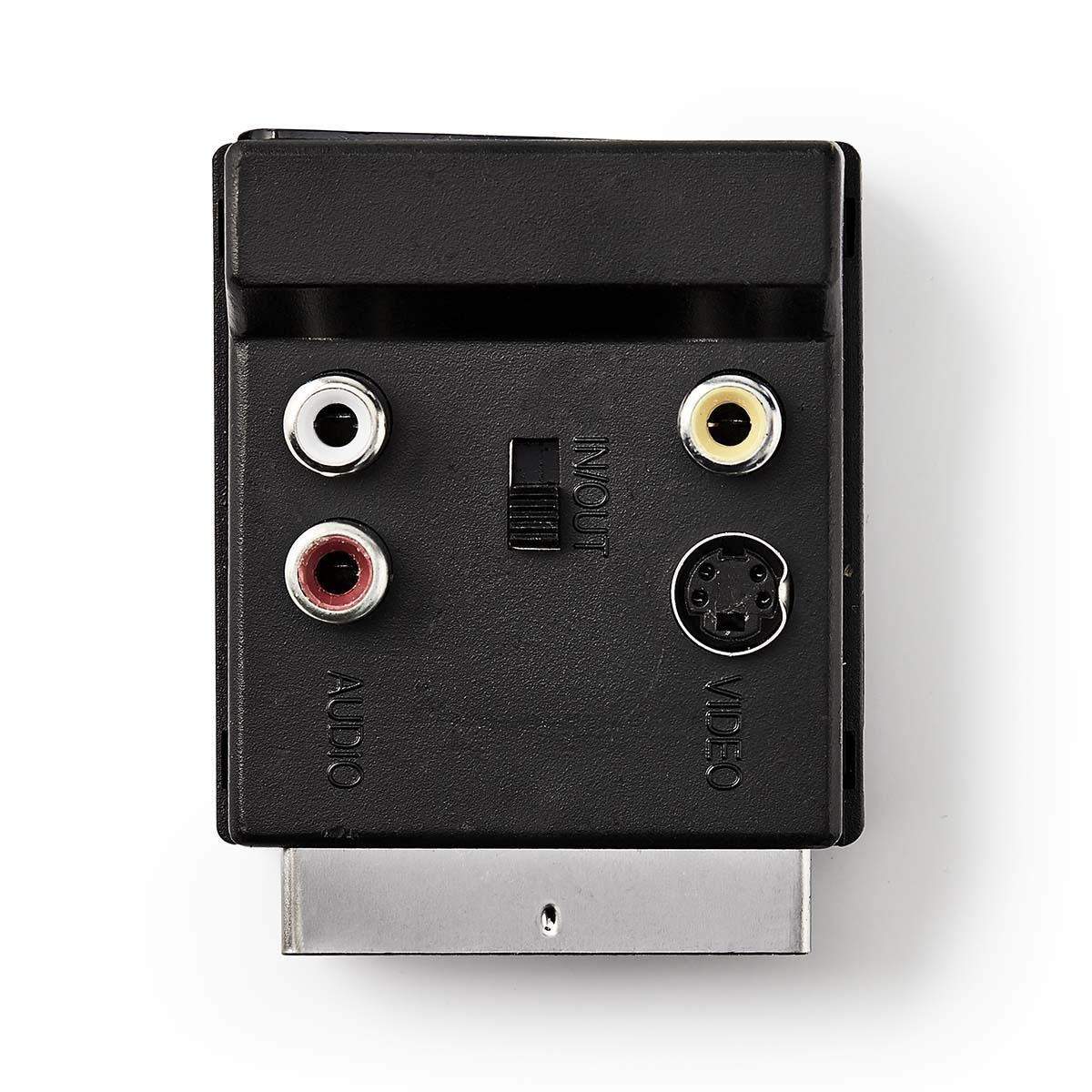 SCART-adapter | SCART Han | S-Video Female / SCART Hun / 3x RCA Hun | Nikkelplateret | Skiftelig | ABS | Sort | 1 stk. | Plastik