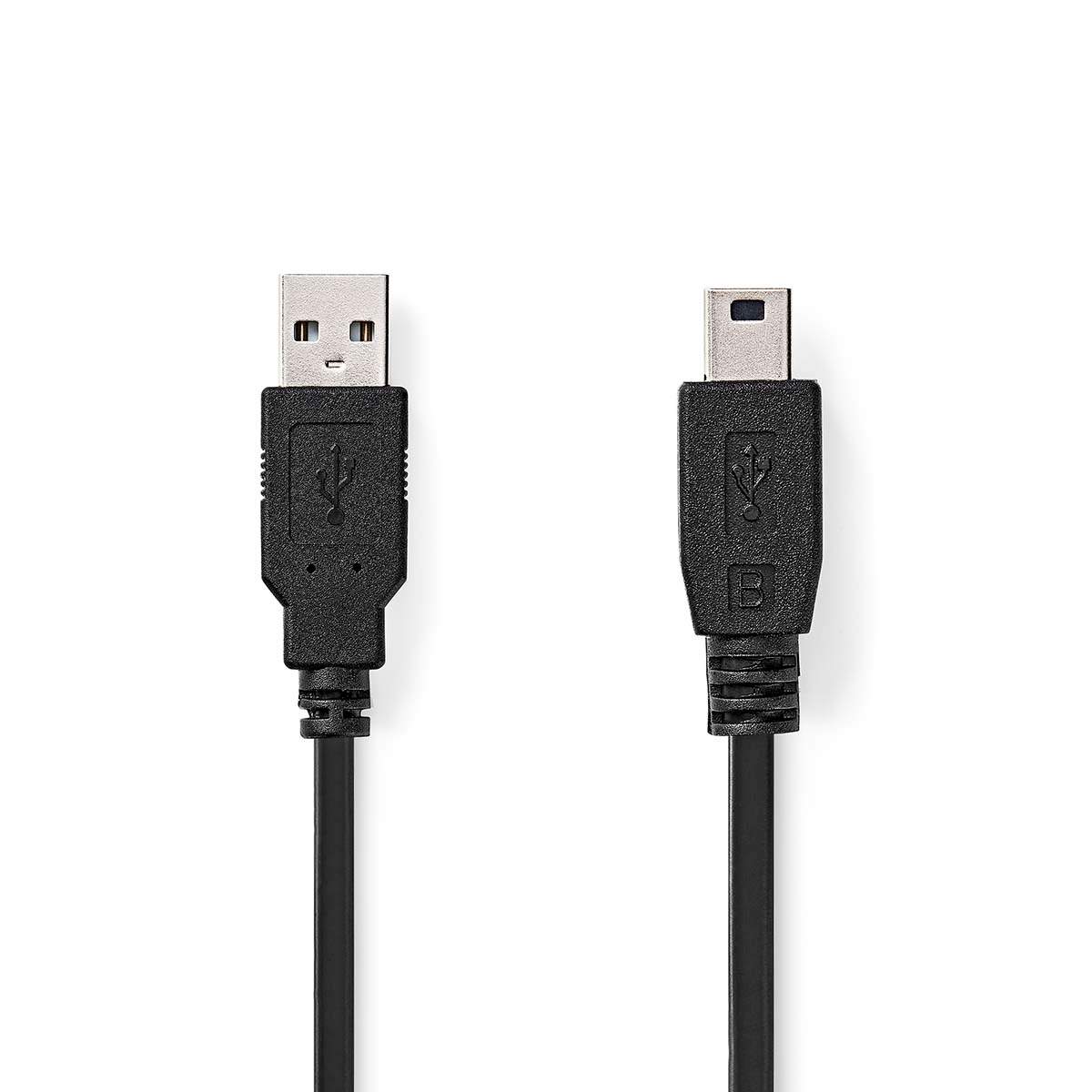 USB-kabel | USB 2.0 | USB-A Han | USB Mini-B 5-pins han | 480 Mbps | Nikkelplateret | 5.00 m | Runde | PVC | Sort | Konvolut