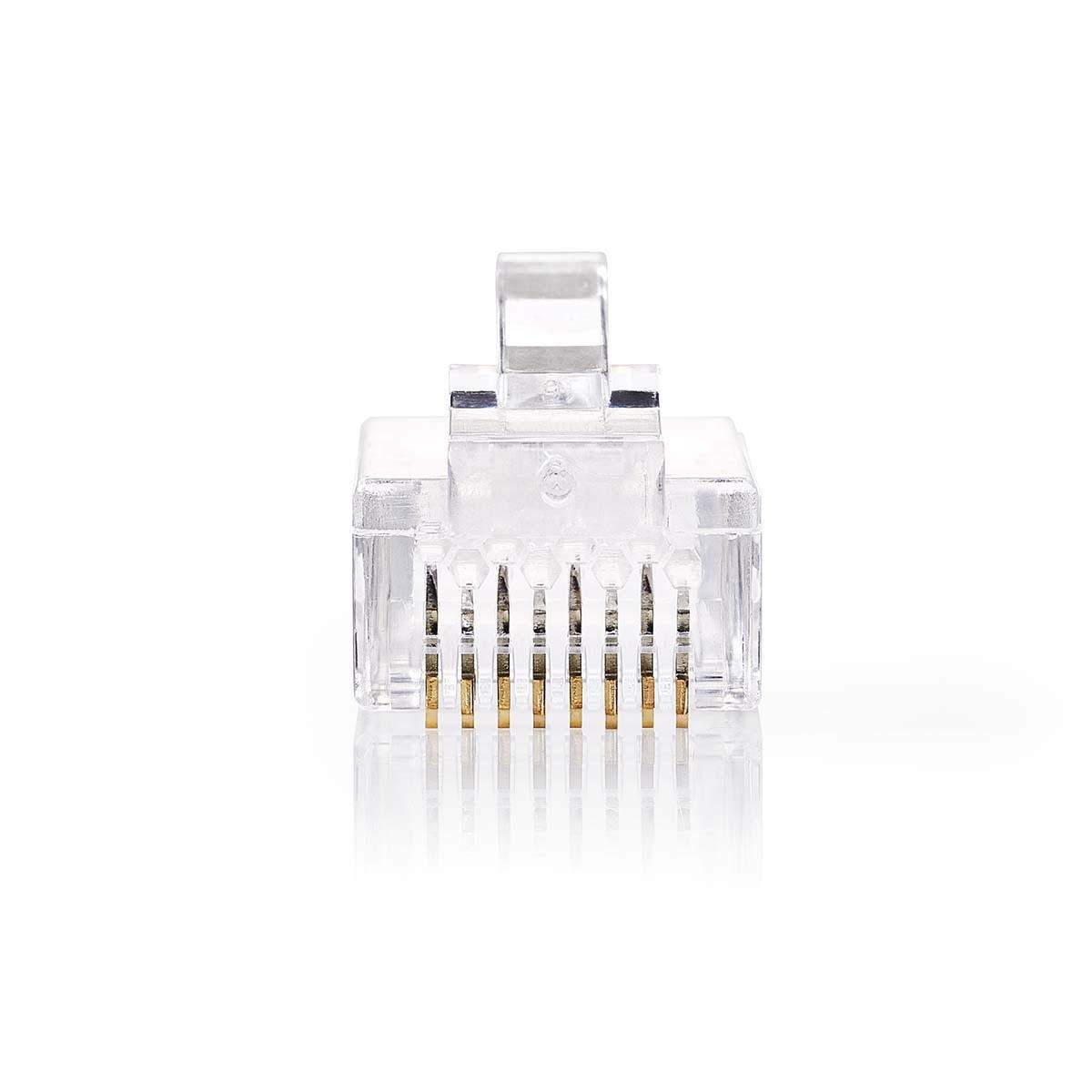 RJ45-stik | RJ45 Pass Through | Stranded UTP CAT5 | Lige | Guldplateret | 10 stk. | PVC | Gennemsigtig | Plastikpose