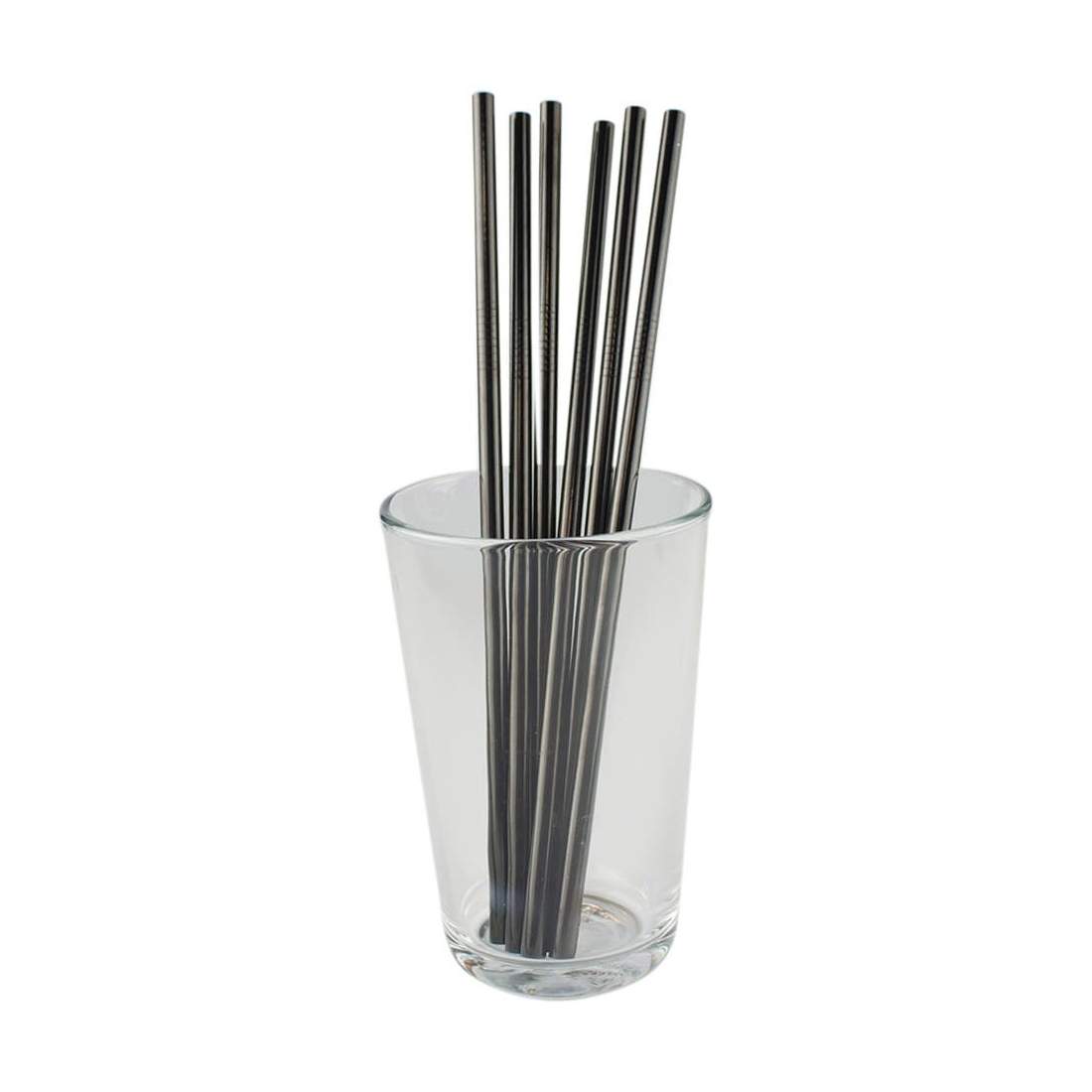 6x Straight Metal Drinking Straws Black eStore