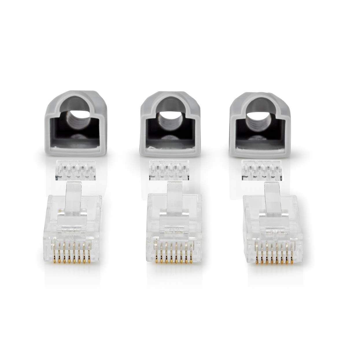 RJ45-stik | Han | Solid UTP CAT6 | Lige | Guldplateret | 10 stk. | PVC | Grå | Box