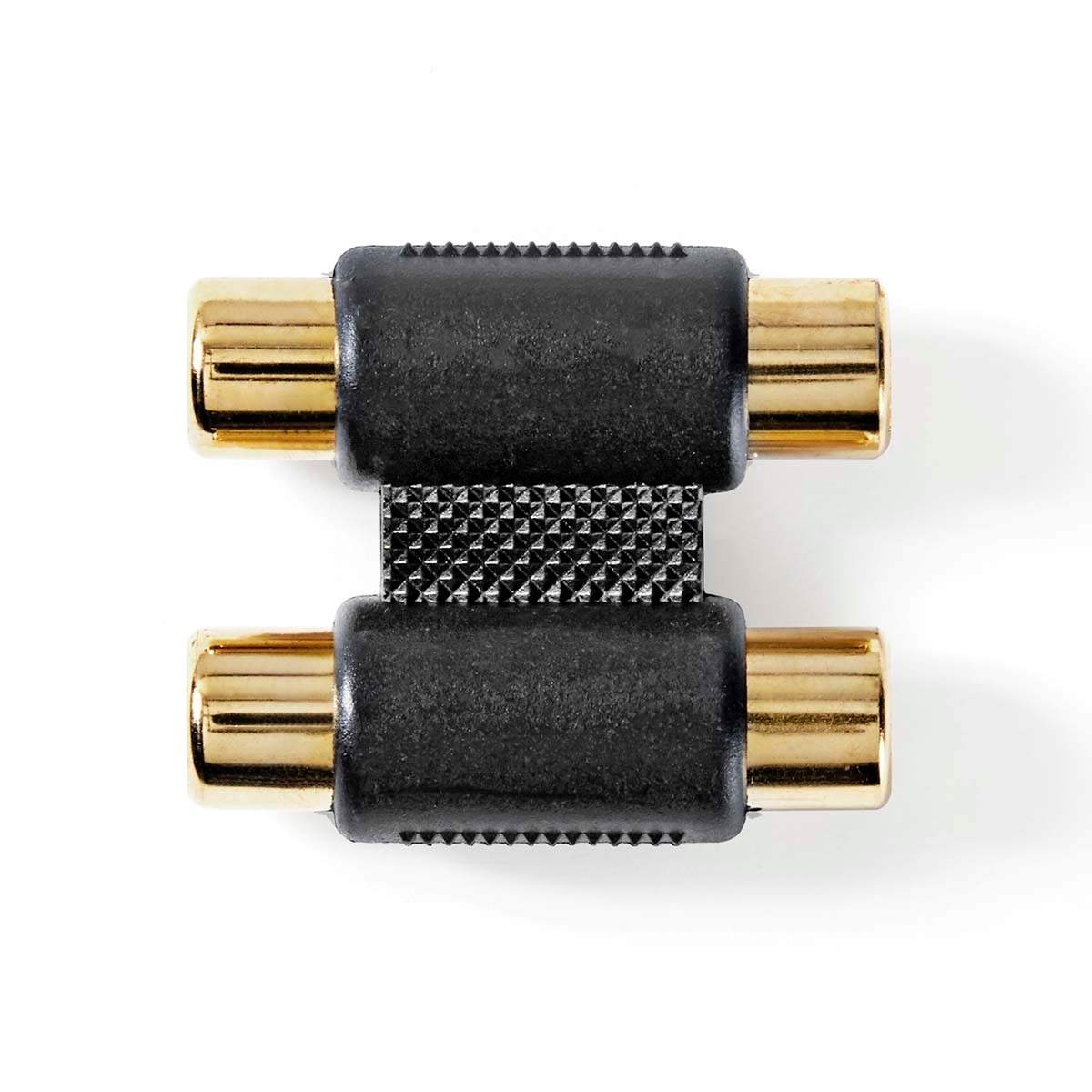 Stereo Audio Adapter 2x RCA Hona 2x RCA Hona Guldplaterad Rak ABS Antracit 1 st. Låda | Hem & Hobby | Pryloteket