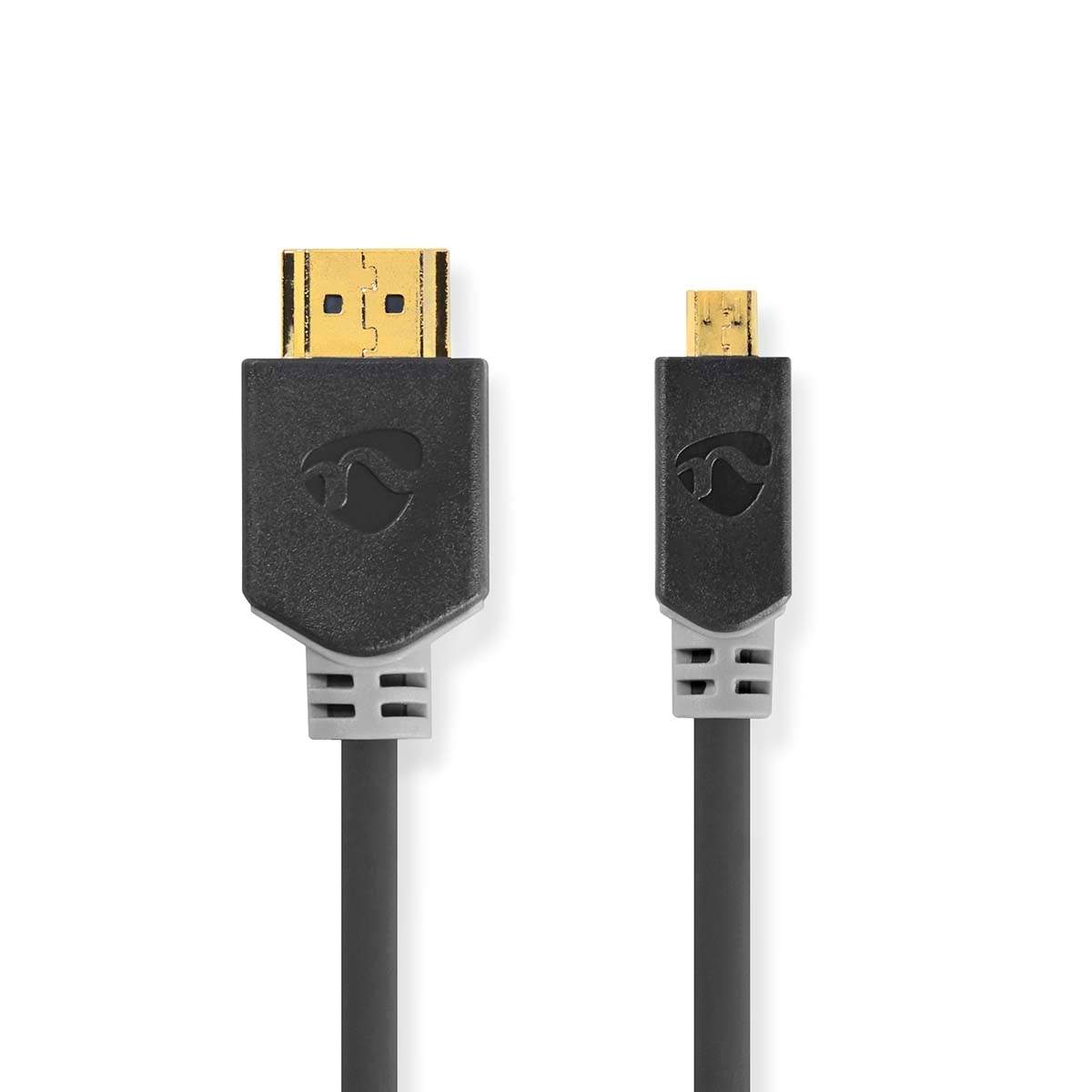 High Speed HDMI ™ kabel med Ethernet | HDMI™ Stik | HDMI™ Micro-stik | 4K@30Hz | 10.2 Gbps | 2.00 m | Runde | PVC | Antracit |