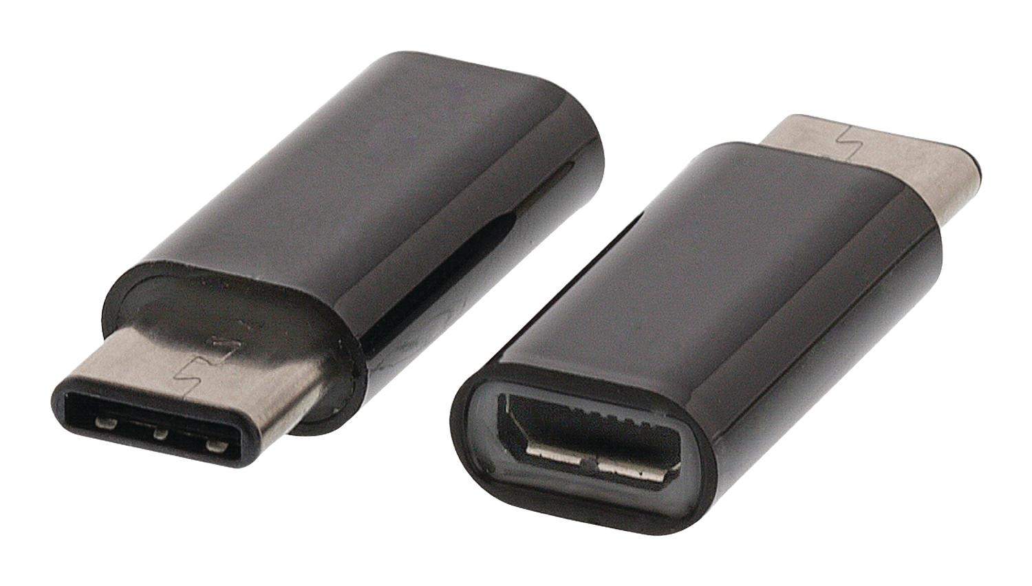 Usb 2.0 Adapter USB-C Han - USB Micro B Hun Sort