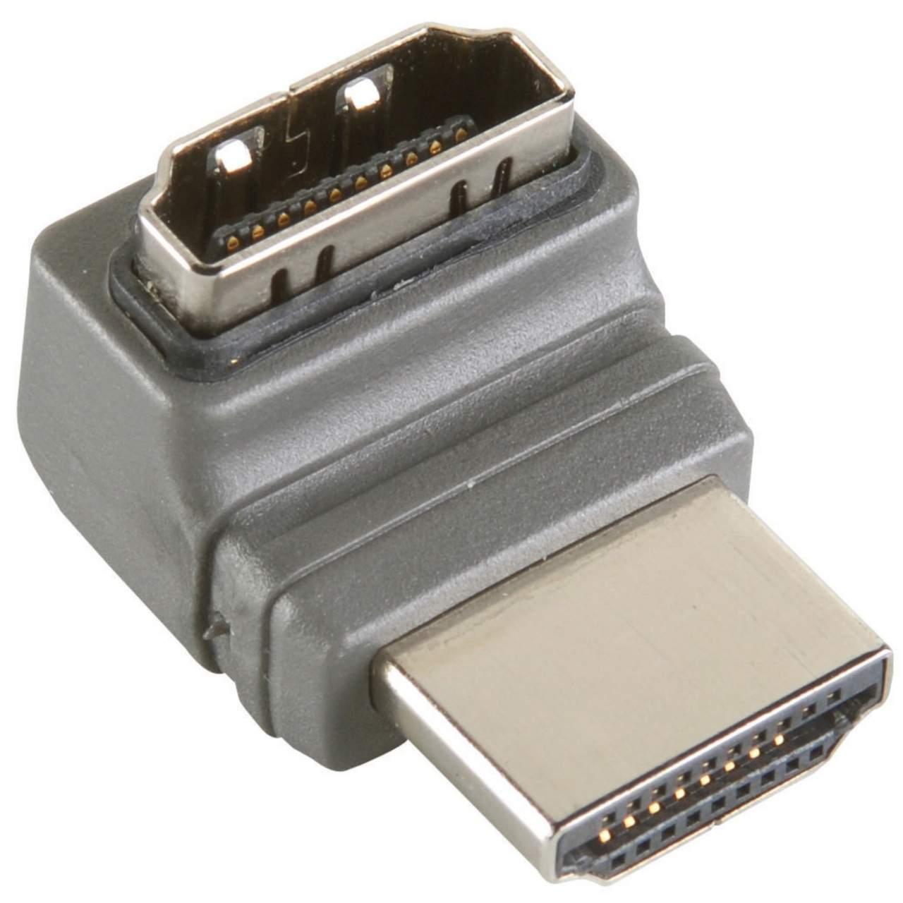 High Speed Hdmi Med Ethernet Adapter Vinkel 270° HDMI-Stik - HDMI Hun Grå