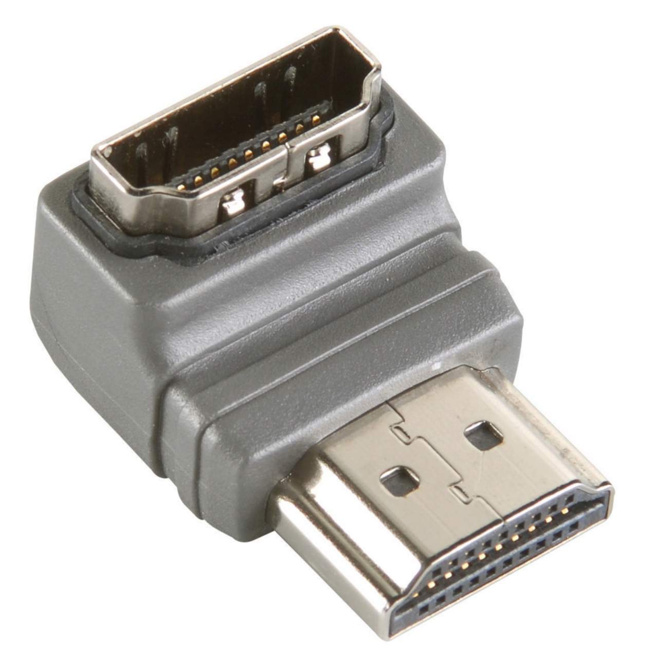 High Speed Hdmi Med Ethernet Adapter Vinkel 90° HDMI-Stik - HDMI Hun Grå