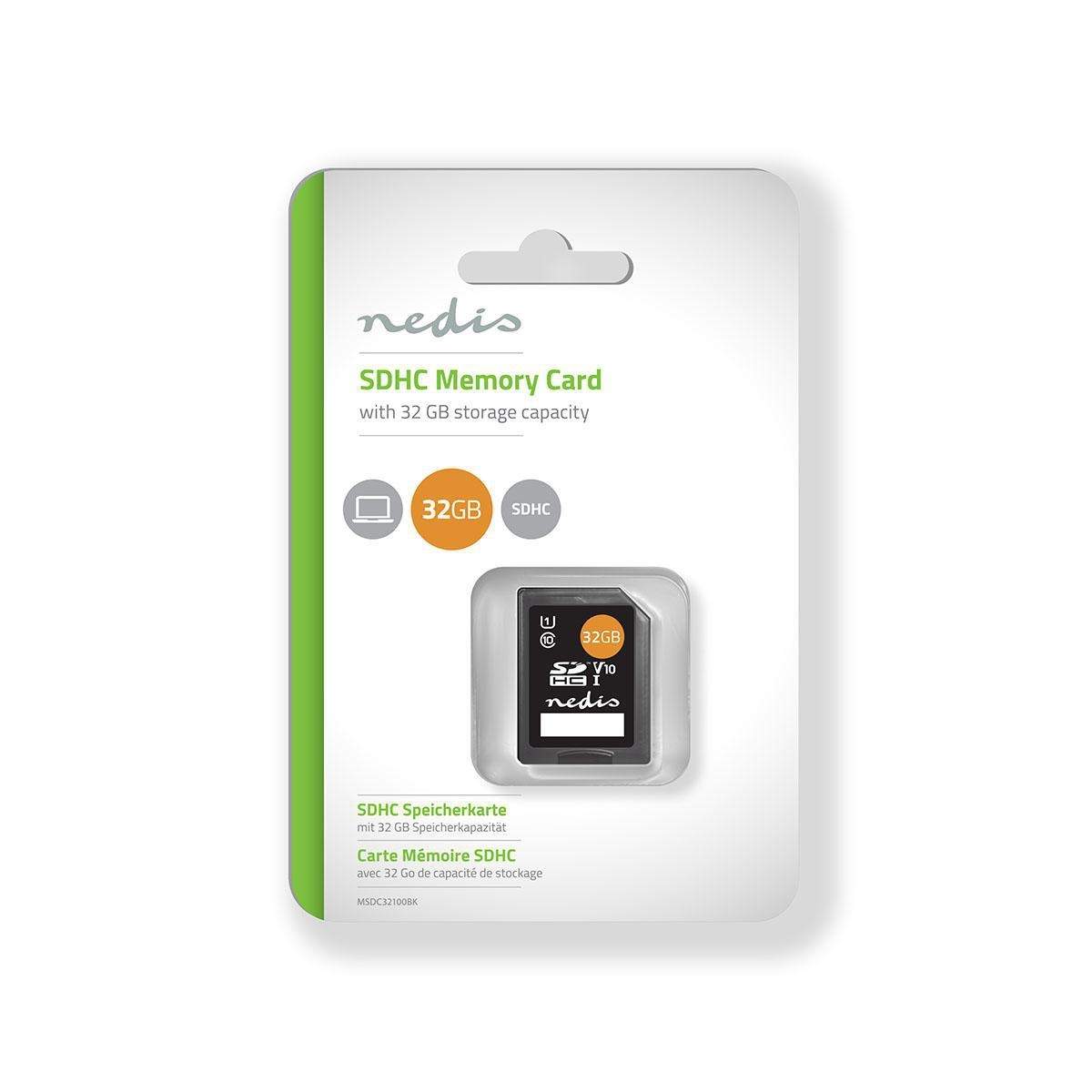 Alternativ bild 1 för Nedis MSDC32100BK - flash memory card - 32 GB - SDHC UHS-I