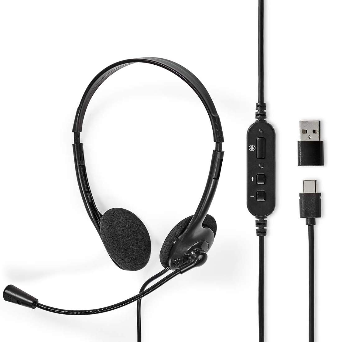 PC headset On-Ear Stereo USB Type-A / USB Type-C™ Vikbara Mikrofon Svart | Elektronik - Ljud & Bild - Hörlurar & Headset - Headset | Pryloteket