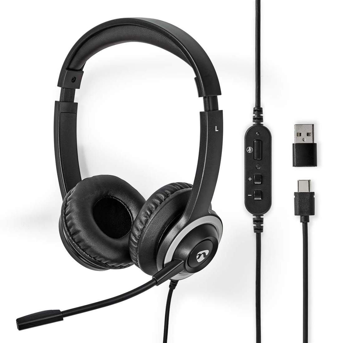 PC headset On-Ear Stereo USB Type-A / USB Type-C™ Vikbara Mikrofon Svart | Elektronik - Ljud & Bild - Hörlurar & Headset - Headset | Pryloteket