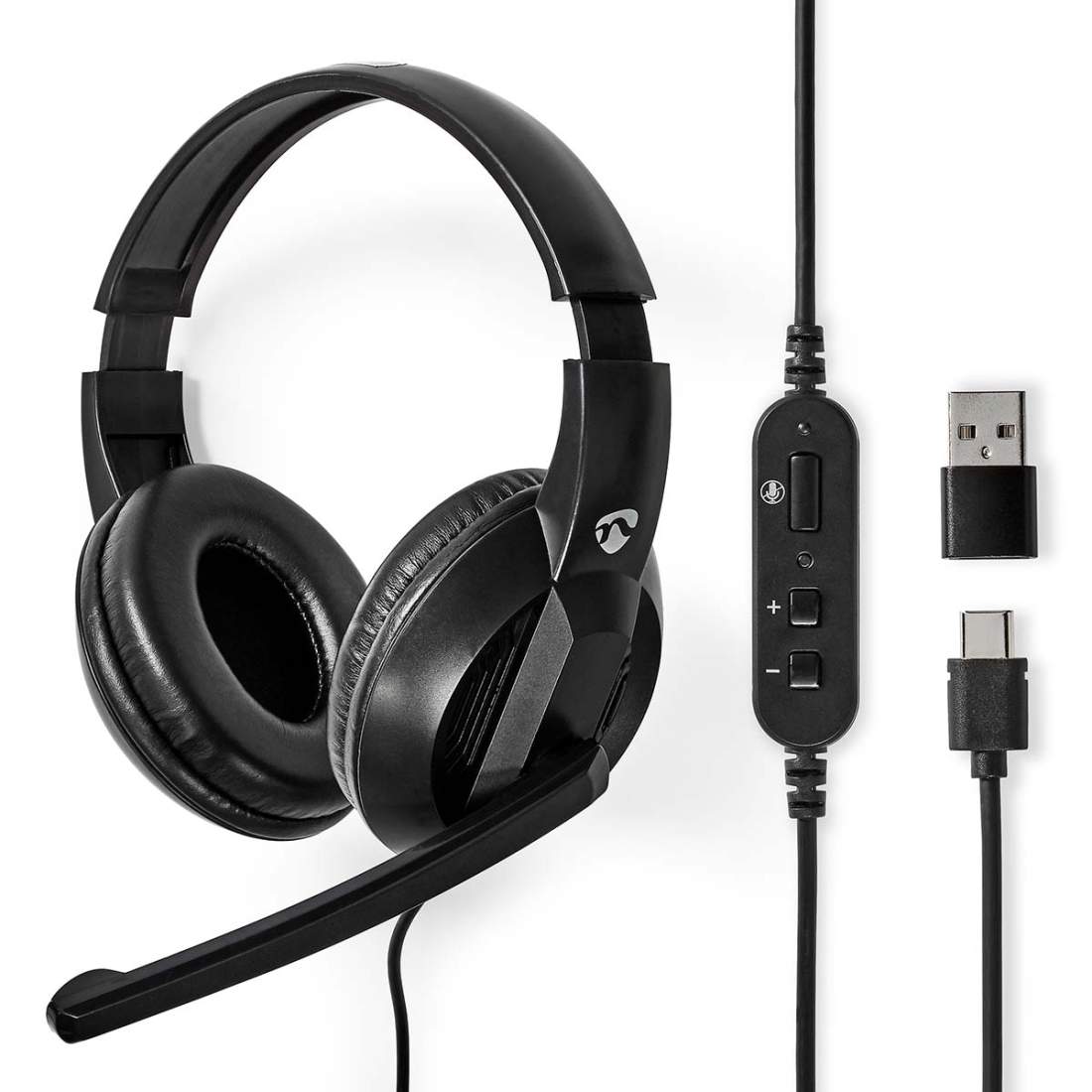 PC headset Over-Ear Stereo USB Type-A / USB Type-C™ Vikbara Mikrofon Svart | Elektronik - Ljud & Bild - Hörlurar & Headset - Headset | Pryloteket