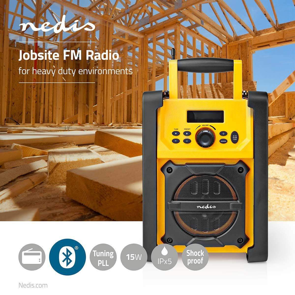 Alternativ bild 1 för Nedis RDFM3100YW - jobsite radio - Bluetooth - FM - Mono