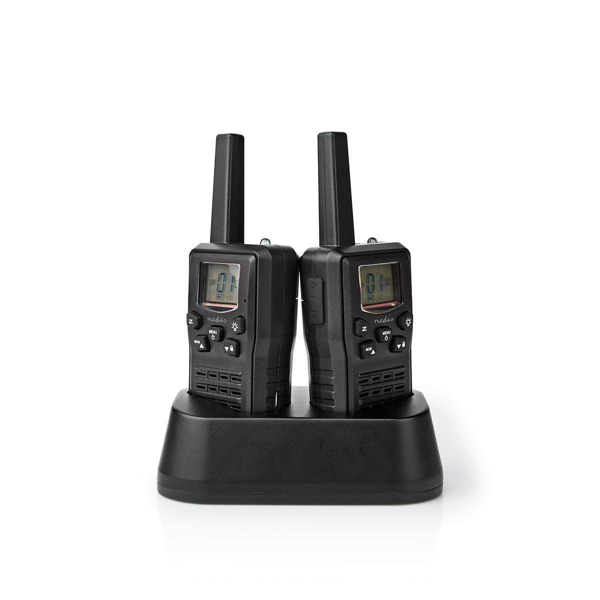 Walkie-talkie Set | 2 Håndsæt | Op til 10 km | Frekvens kanaler: 8 | PTT / VOX | Op til 6 Timer | Opladningsstation inkluderet |