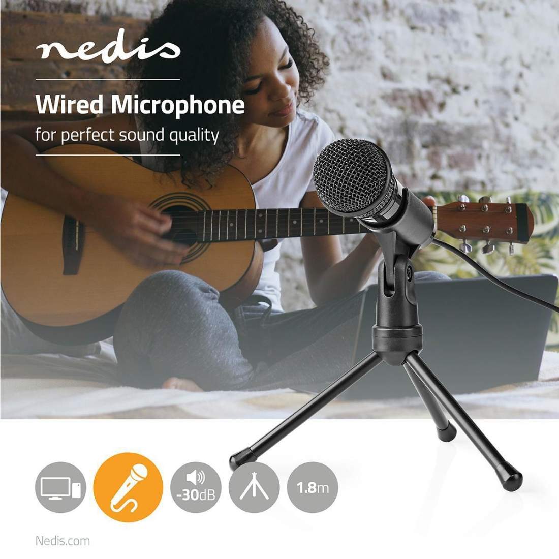 Alternativ bild 1 för Nedis MICTJ100BK - microphone