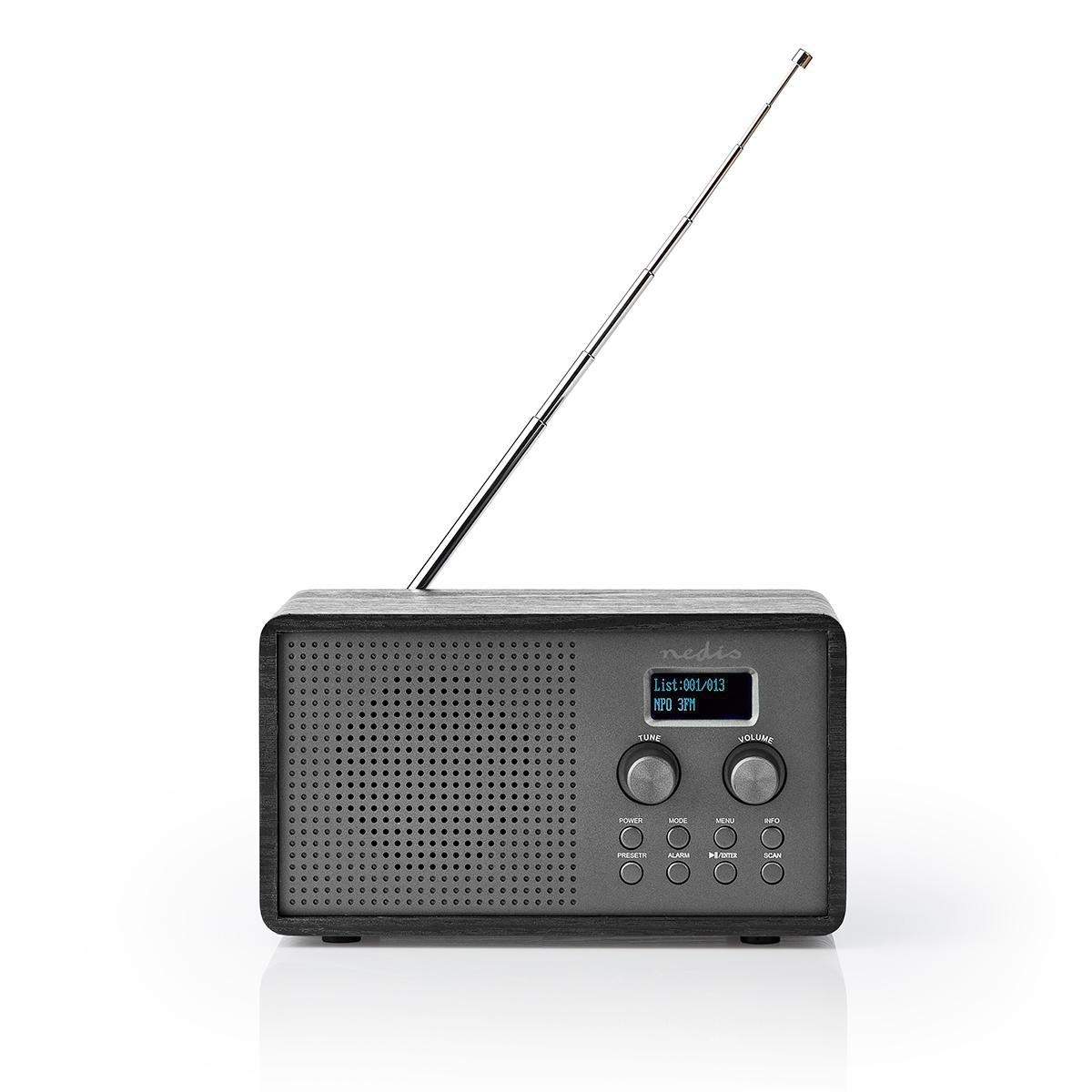 DAB+ Radio | Borddesign | DAB+ / FM | 1.3 " | Sort hvid skærm | Batteri / USB Drevet | Digital | 4.5 W | Bluetooth® | Vækkeur |