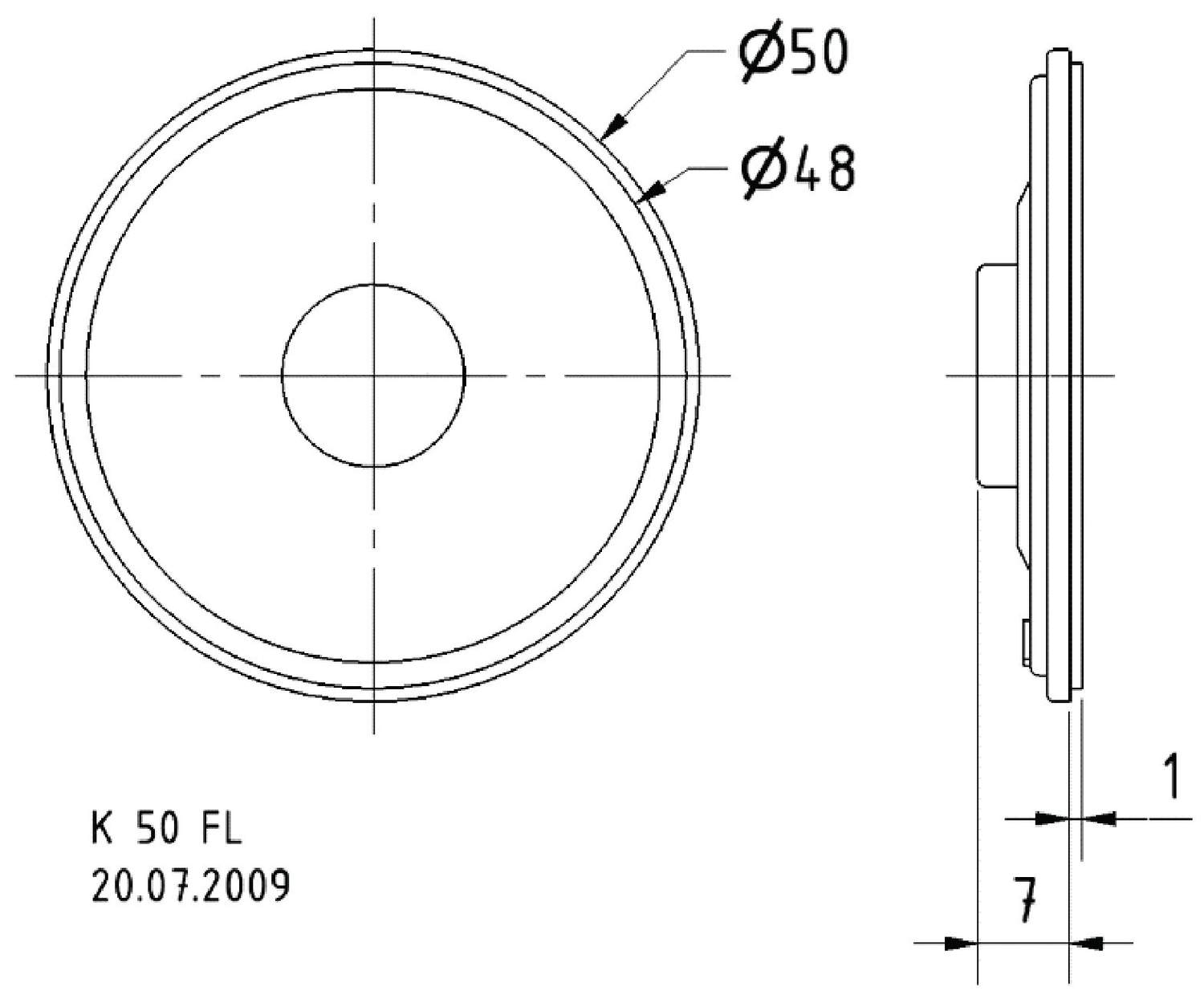 Alternativ bild 1 för Visaton VS-K50FL-16, Kabel, 1 W, 150 - 20000 hz, 16 O, Svart