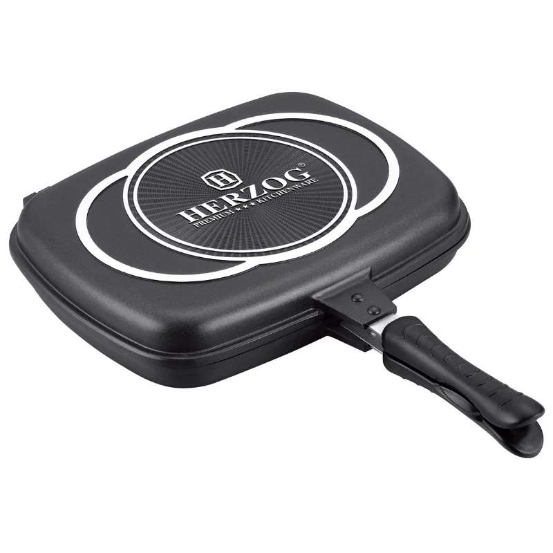 Herzog HR-DP34M: 34 cm støbt dobbelt stegepande