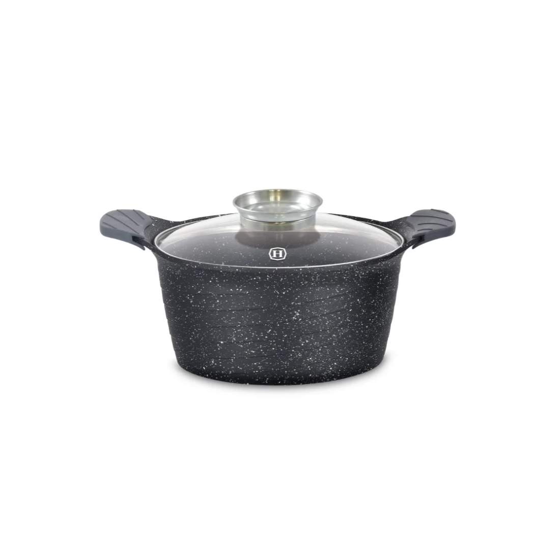 Herzog HR-5222: 24 cm Marmorbelagd gryta med aromknopp - 4,6L | Hem & Hobby - Hem & Hushåll - Kök - Köksredskap - Lock | Pryloteket