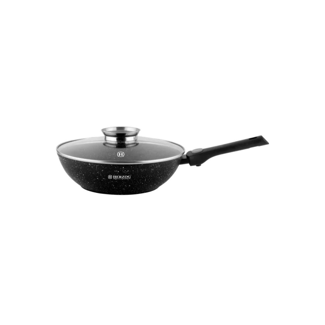 Herzog HR-3617: 28 cm marmorbelagd wok med aromaknopplock och avtagbart handtag | Hem & Hobby - Hem & Hushåll - Kök - Köksredskap | Pryloteket