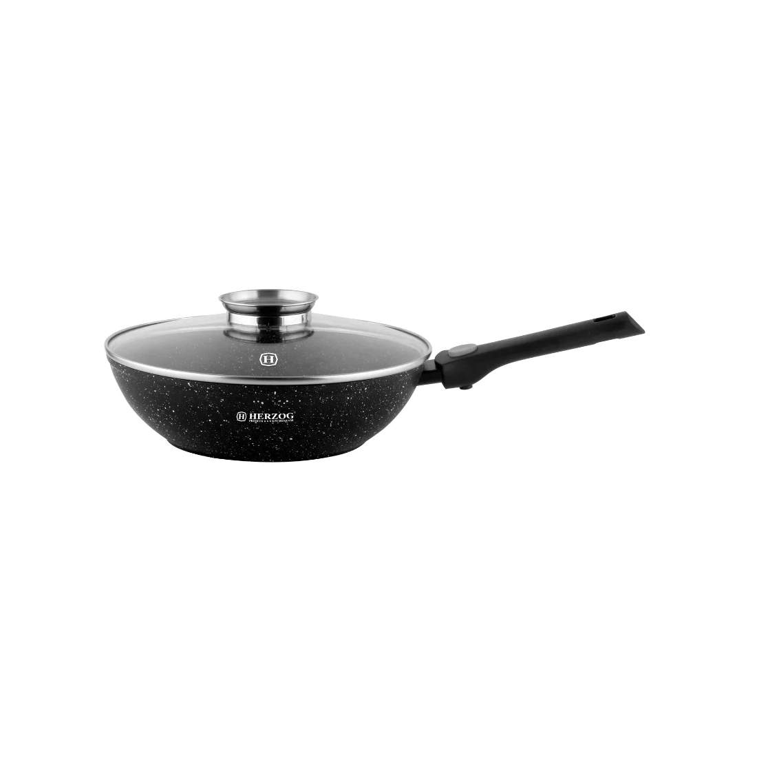 Herzog HR-3618: 32 cm marmorbelagd wok med aromaknopplock och avtagbart handtag | Hem & Hobby - Hem & Hushåll - Kök - Köksredskap | Pryloteket