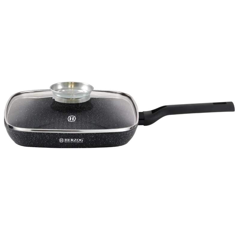 Herzog HR-2613: 28 cm grillpande med aromaknoplåg
