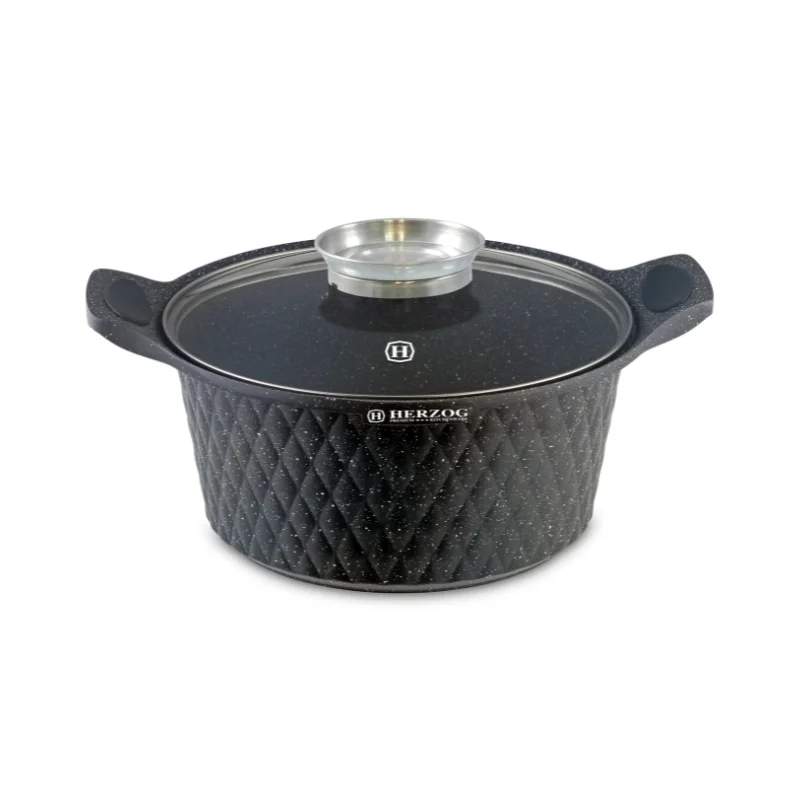 Herzog HR-5216: 20 cm diamantdesign marmorbelagt gryde med aromaknap - 2,4L