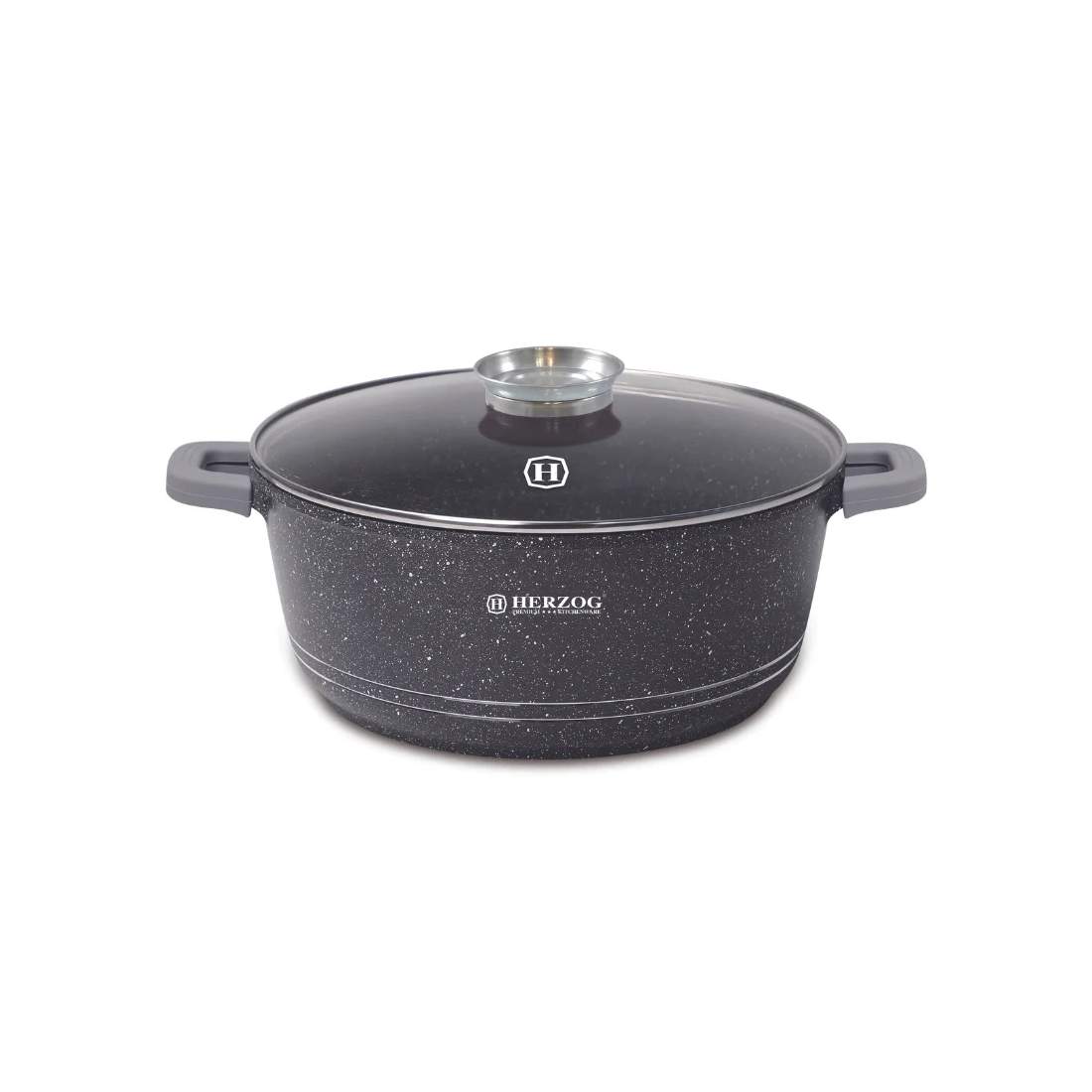Herzog HR-5212: 44 cm marmorbelagd gryta med aromknopp - 25L | Hem & Hobby - Hem & Hushåll - Kök - Köksredskap - Kokkärl | Pryloteket