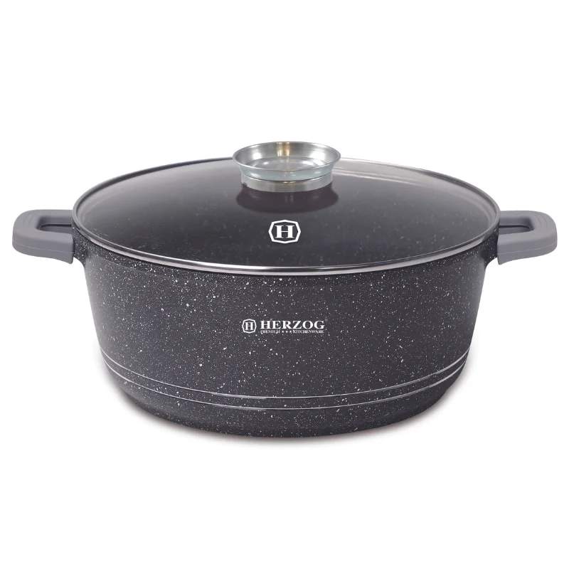 Herzog HR-5212: 44 cm marmorbelagt gryde med aromaknap - 25L