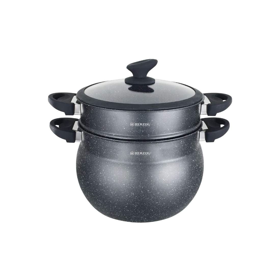 Herzog HR-2409: Svart stenbelagd couscouskruka - 9L | Hälsa & Skönhet - Personvård - Vård & Rehabilitering - Hållning | Pryloteket