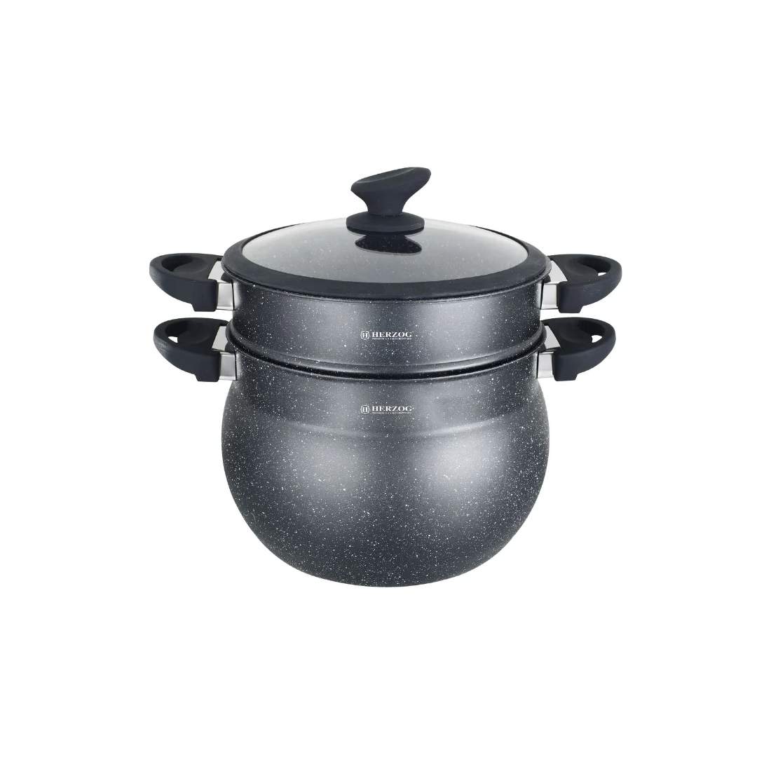 Herzog HR-2006: Svart stenbelagd couscouskruka - 5L | Hem & Hobby - Hem & Hushåll - Kök - Köksredskap | Pryloteket