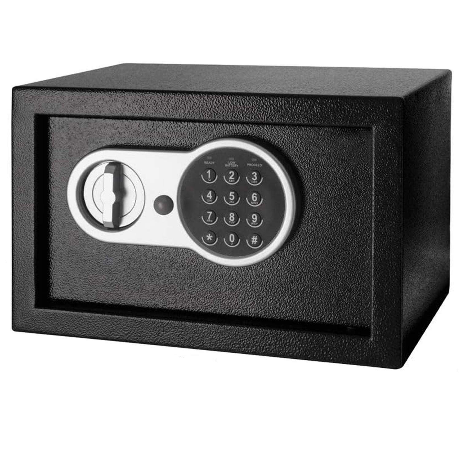 Herzberg HG-03855: Dobbeltbolt elektronisk digital sikkerhedsboks i stål - 20x31x20 cm