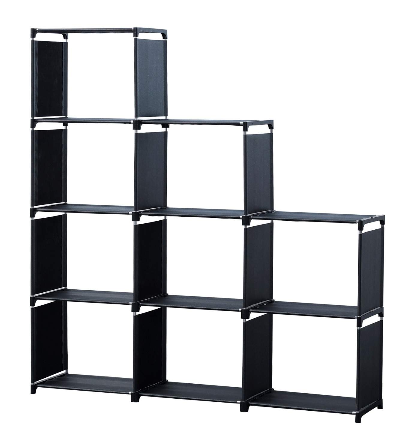 Herzberg 9-lags trappehylde Bogskab Opbevaringsstativ - 125x125cm Sort