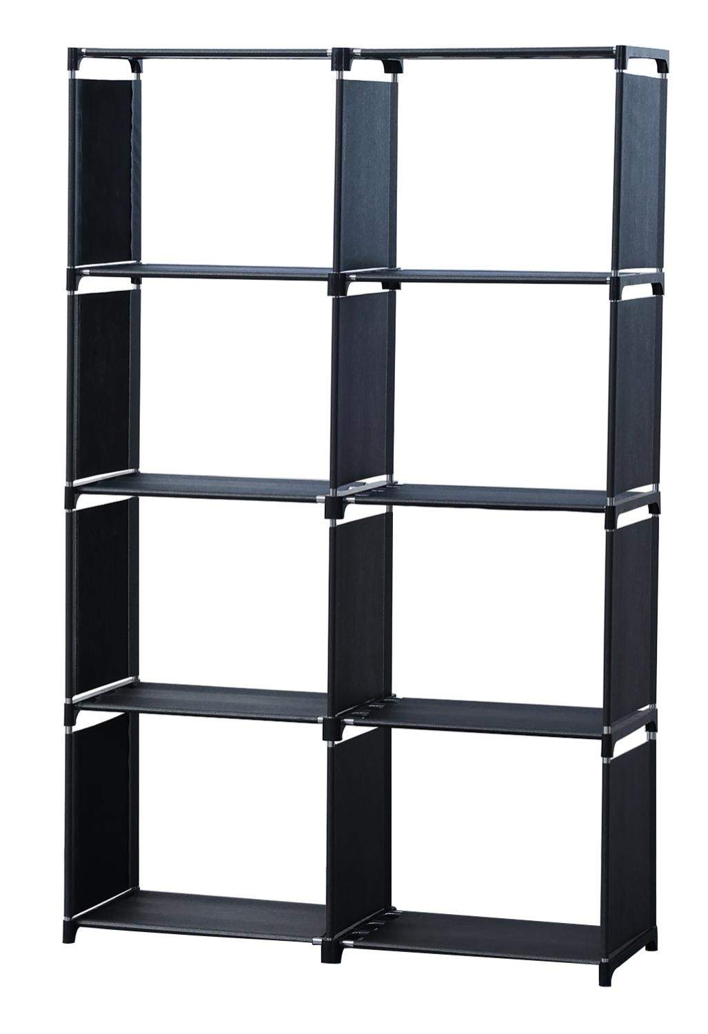Herzberg 8-lags multifunktions bogreol og opbevaringsstativ - 85x125 cm sort