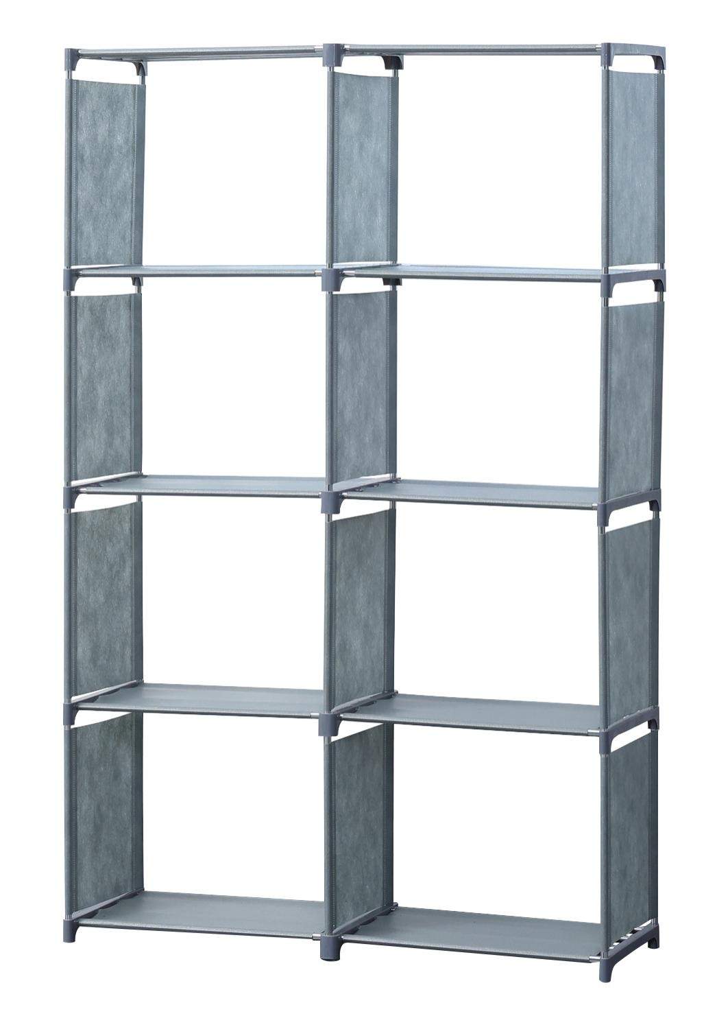Herzberg 8-lags multifunktions bogreol og opbevaringsstativ - 85x125 cm Grå