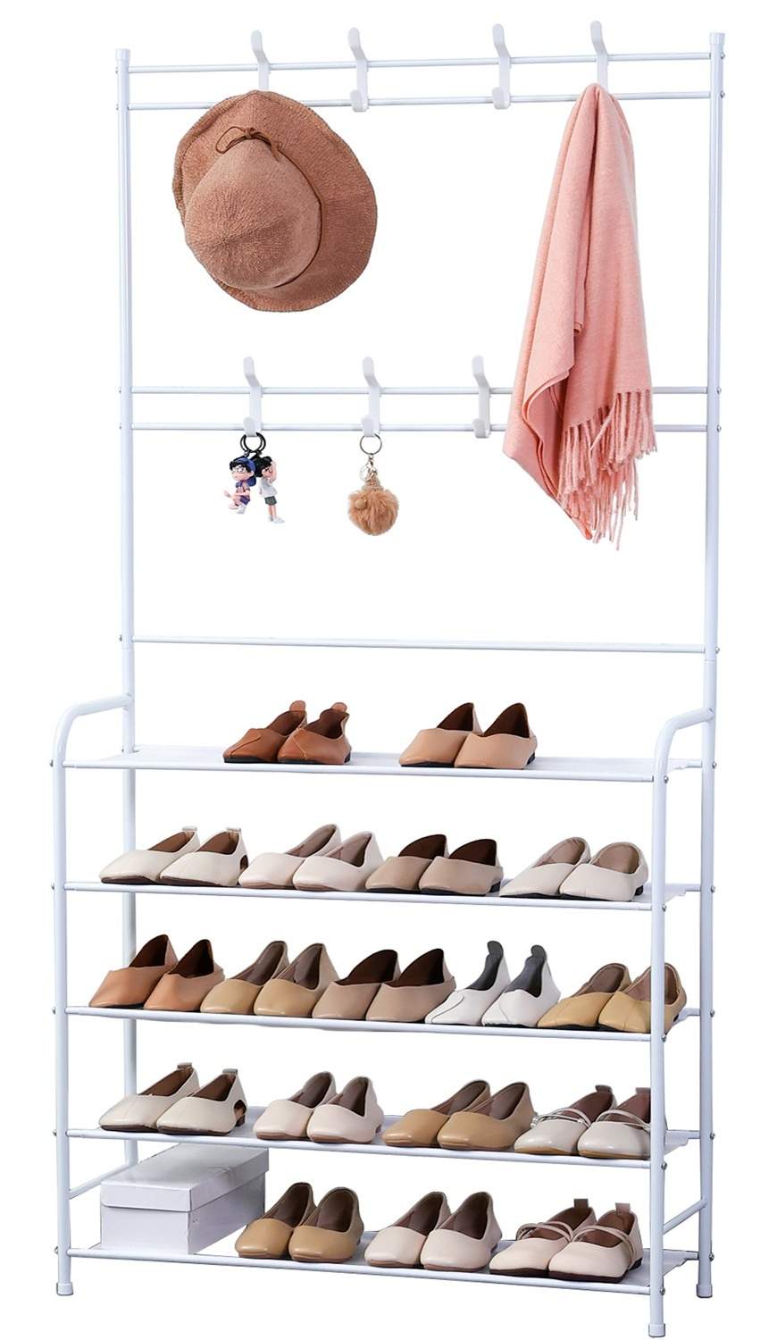 Herzberg 4-trins entré knagerække og opbevaringsstativ i gangen - 80x170 cm