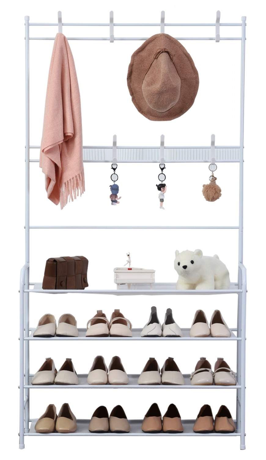 Herzberg 4-trins entryway knagerække og entre opbevaringsstativ Organizer - 80x153cm