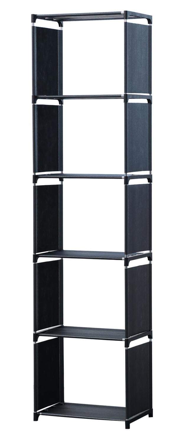 Herzberg 5-lags multifunktions bogreol og opbevaringsstativ - 42x153 cm sort