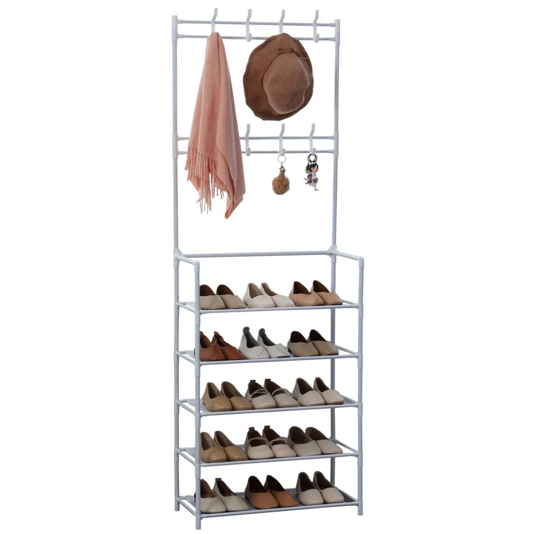 Herzberg Segmented Hallstand Klädhängare med 5 hyllor Skoställ - 60x173cm | Hem & Hobby - Hem & Hushåll - Förvaring & Organisering - Skohylla | Pryloteket