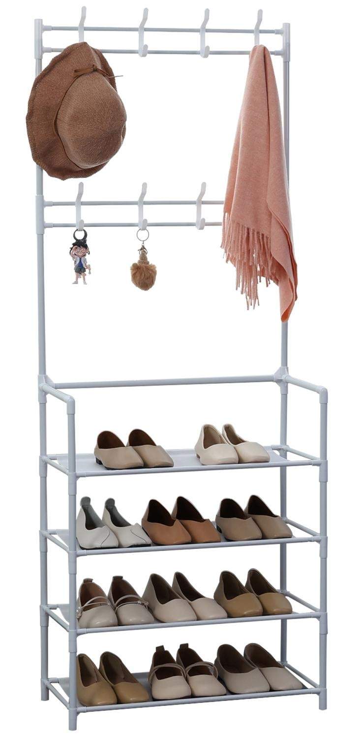 Herzberg Segmented Hallstand Tøjbøjle med 4 hylder Skostativ - 60x155cm