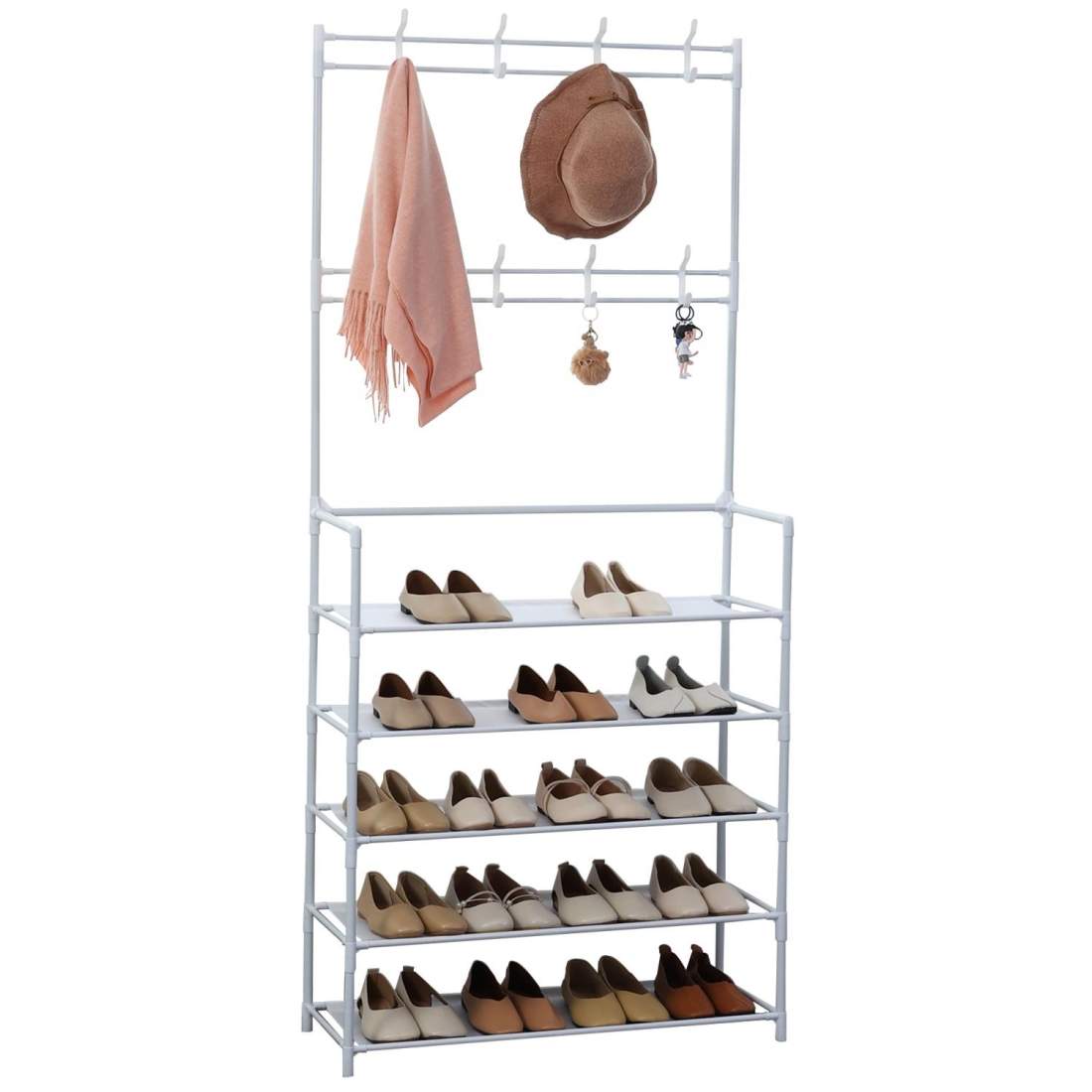 Herzberg Segmented Hallstand Klädhängare med 5 hyllor Skoställ - 80x173cm | Hem & Hobby - Hem & Hushåll - Förvaring & Organisering - Skohylla | Pryloteket