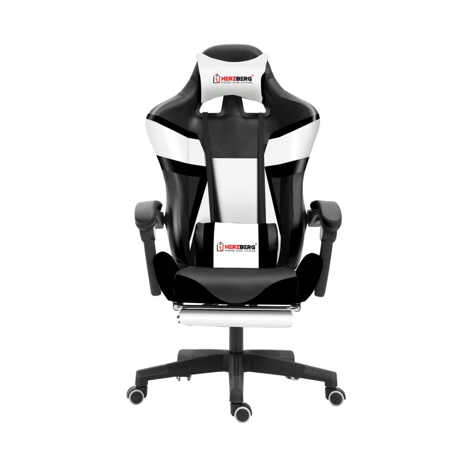 Herzberg HG-8082: Trefarvet spille- og kontorstol med T-form Accent Black