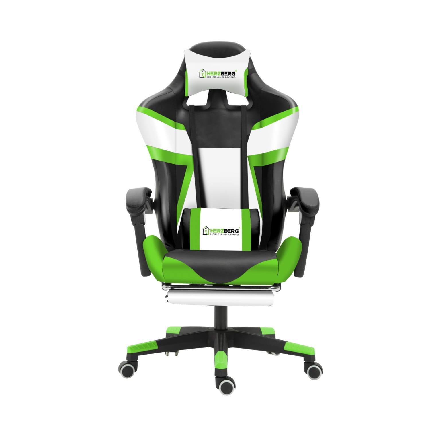 Herzberg HG-8082: Trefarvet spille- og kontorstol med T-form Accent Green