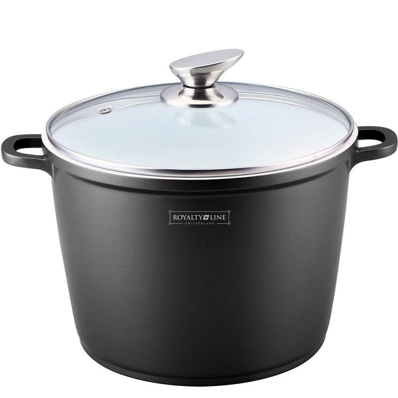 Royalty Line RL-AD24M: Marmorbelagt gryde med glaslåg - 24cm