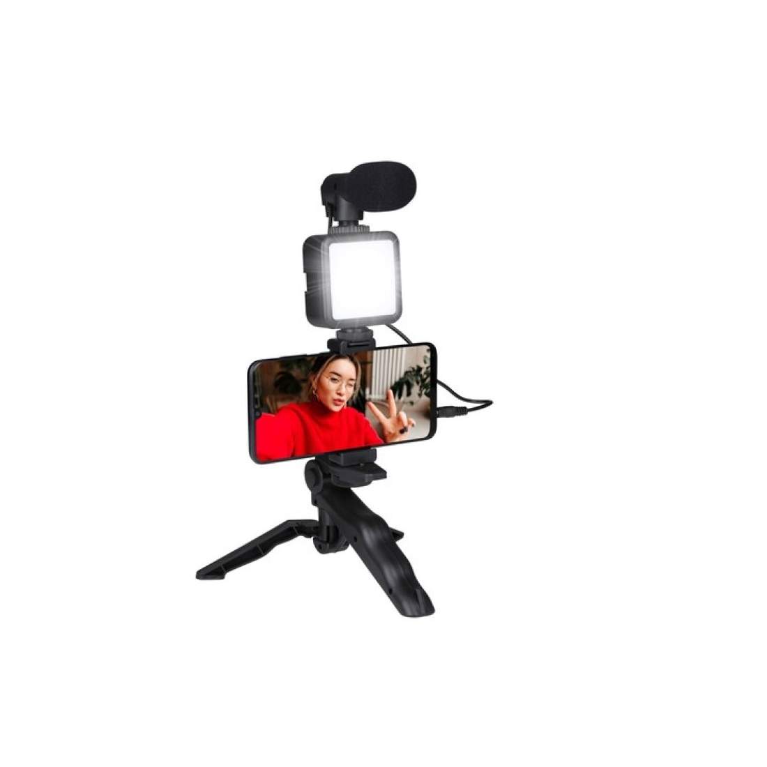 Grundig ED-38135: 3-i-1 Selfie Studio Vlogging Kit med belysning, mikrofon och stativ | Sport & Fritid - Friluftsliv & Camping - Belysning | Pryloteket