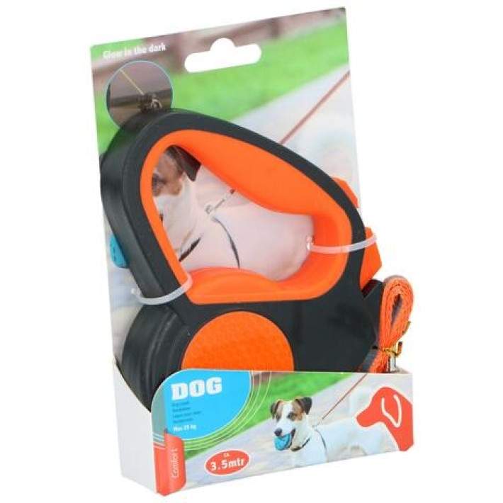 Pet Treatment ED-41661: Retractable Glow in the Dark Hundesnor - 3,5 M Orange
