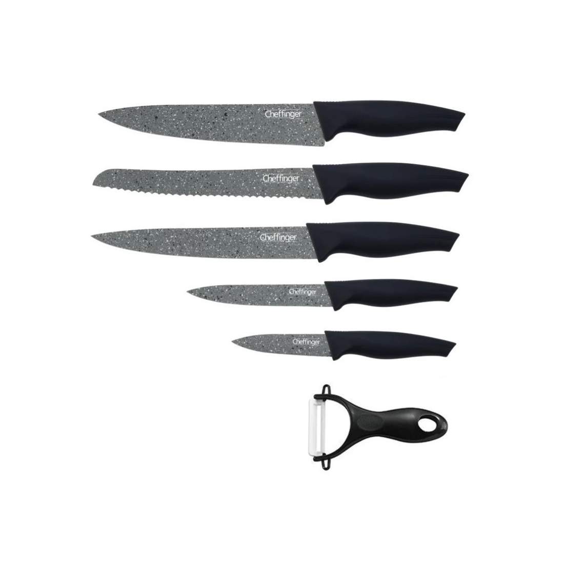 Cheffinger CF-MB05: 6 delar granitbelagd knivsats | Elektronik - Tillbehör Mobil & Surfplatta - Mobiltillbehör - Mobilkablar - Tillbehör | Pryloteket