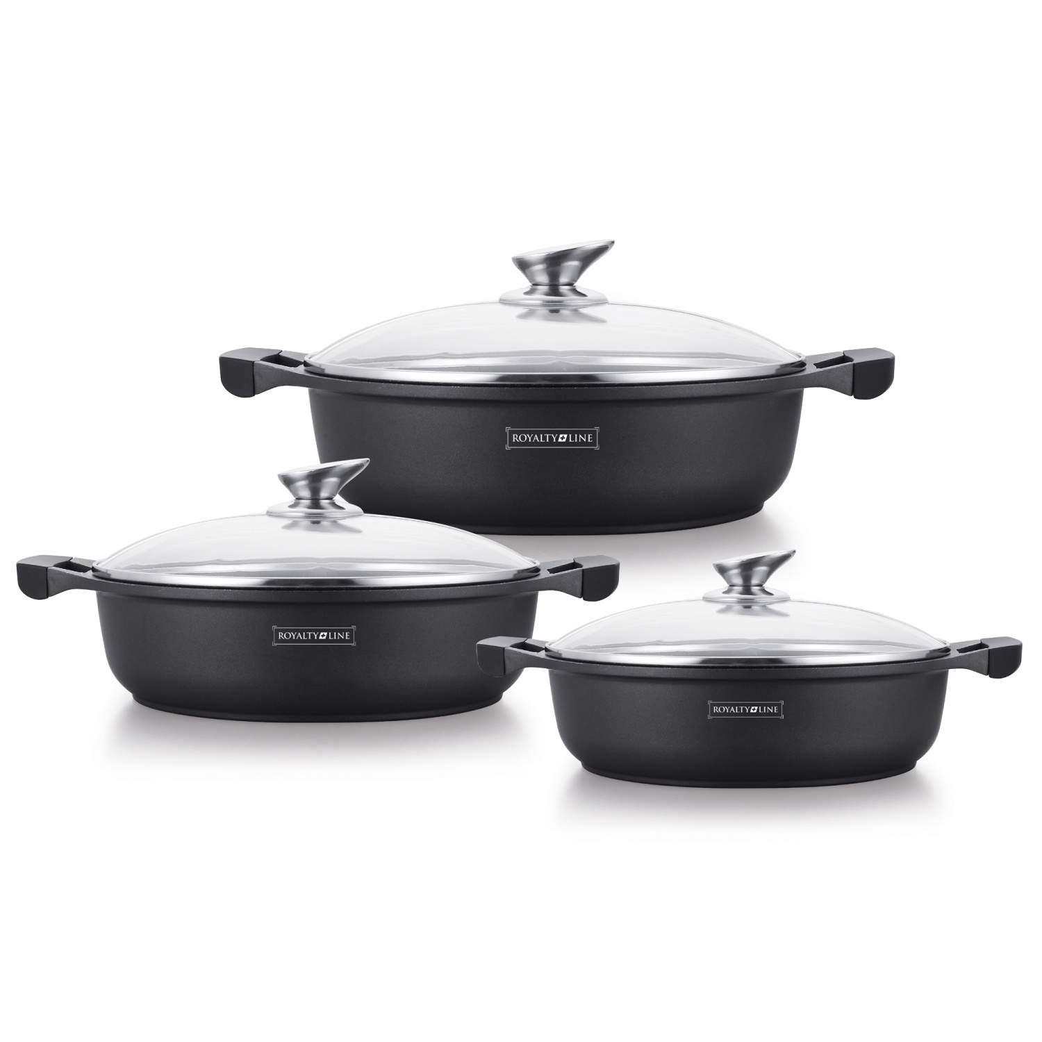 Royalty Line RL-BR1006M:6 stykker non-stick marmorbelagt lavt grydesæt